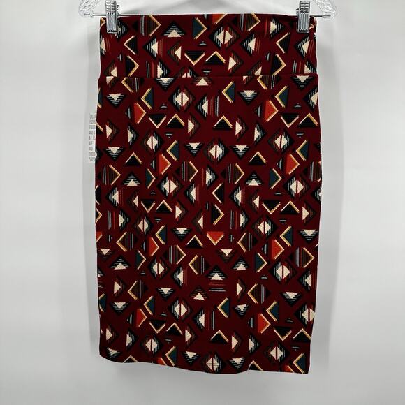 Lularoe Skirt Womens XS Red Geometric Southwestern Pencil Stretch Pull on Cassie - Picture 4 of 11